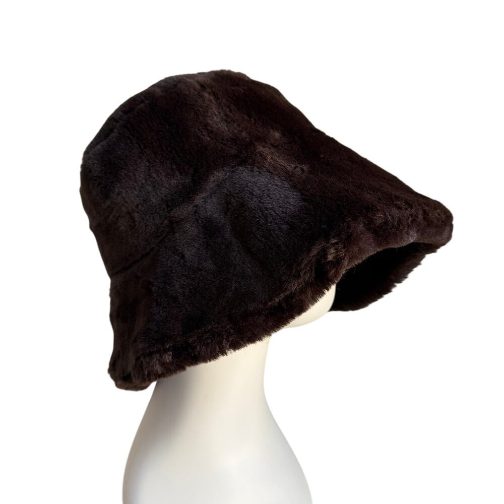 Nordstrom Faux Fur Cloche Hat Chocolate Brown Fall Winter Made in Italy